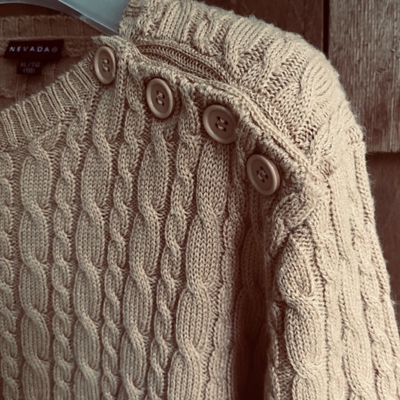 Nevada Rare Vintage Wool Blend Cable Knit Mustard Yellow Scoop Neck Size XL (18) - Picture 3 of 10